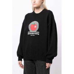 CREWNECK PULLOVER WITH NY APPLE PUFF LOGO - Black
