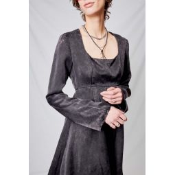 Stonewashed Cupro Flare Dress - Black