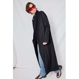 Wool Long Collar Coat - Black
