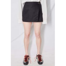 Stripe Suiting Mini Skirt - Navy