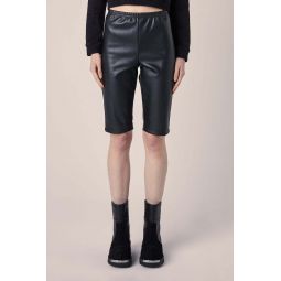 Faux Leather Cycling Shorts - Black