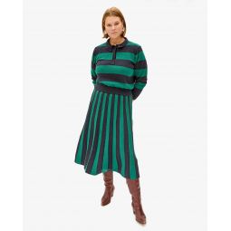 Hloise Accordion Skirt - Navy/Green Stripe