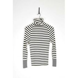 Stripe Rib Wholegarment Turtleneck - Ivory/Black