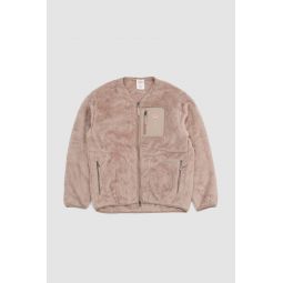 High Pile Fleece Zip Jacket - Pink Beige
