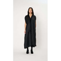 Asymmetric Texture Maxi Dress - Black