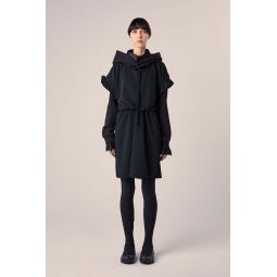 Layered Hooded Minidress - Black