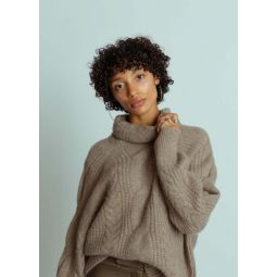 Cable TNeck Sweater - Beige
