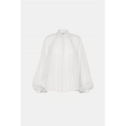 Silk Cotton Voile Boho Shirt - White