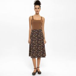 A-Line Skirt - Zodiac Print/Brown