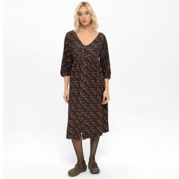 Relaxed Dress With Front Button Detail - Zodiac Signs Pattern