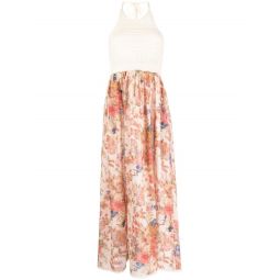 August floral-print Halterneck Maxi Dress - Natural/Multi
