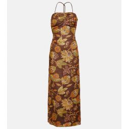 Josefina Corded Midi Dress - Brown/Mojave Floral