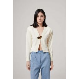 Rowen Rose Cropped Cardigan With Heart Jewel