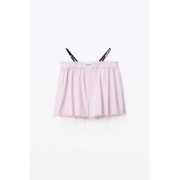 FRAYED BOXER WITH CRYSTAL THONG SHORTS - OXFORD BLUE/WHITE/LIGHT PINK/WHITE