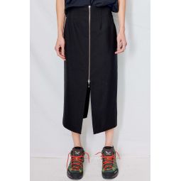Suiting Zip Midi Skirt - Black