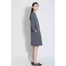 Pure 3/4 Sleeve Mockneck Dress - Dark Grey