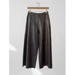 WIDE LEATHER PANTS - CAFFE