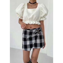Plaid Mini Skirt - Black/White Plaid