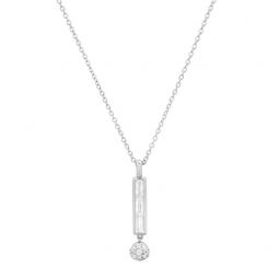 Diamond Baguette Orb Drop Necklace - White Gold/Yellow Gold/Rose Gold