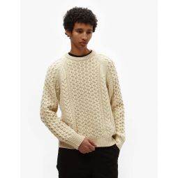 Wool Blend Cable Knit Sweatshirt - Natural