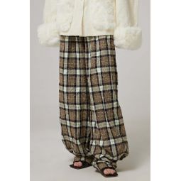 OVERSIZED LOW-WAISTED PANTS - CHECKED TWEED