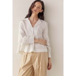 Linen collared blouse - White