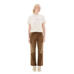 Cropped Flare Faded Denim - Brown