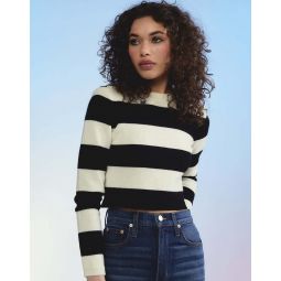 Kendal Cropped Sweater - Black/White