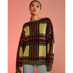Plaid Mohair Sweater - Yellow Multi