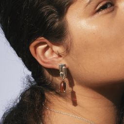 Belden Earrings - Silver/Brown