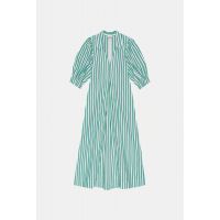 Striped Collar Long Dress - Cream/Menthe