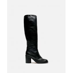 Soft Nappa Leather Tabi Knee High Boots - Black