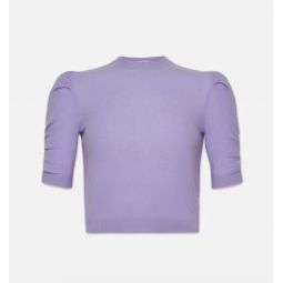 Ruched Sleeve Cashmere Sweater - Lilac