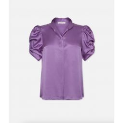 Silk Puff Sleeve Blouse - Orchid
