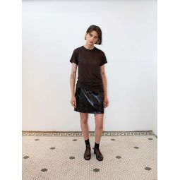 Glossy Faux Leather Cargo Mini Skirt - Black