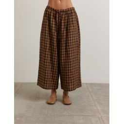 Cropped Linen Pants - Plaid