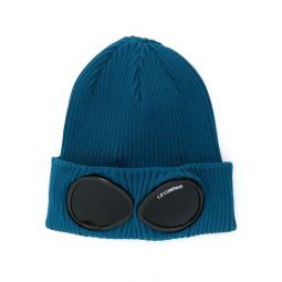 Goggles Detail Ribbed Beanie - Ink Blue