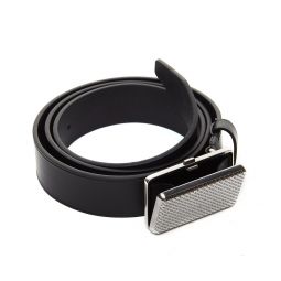 Purse Buckle Leather Belt - Black