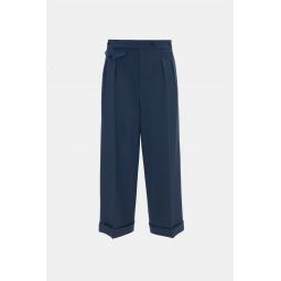 Wide Leg Cropped Trouser - Heritage Blue