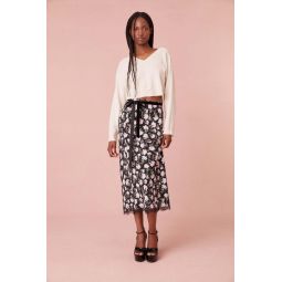 Castle Floral Satin Skirt - Night Pearl