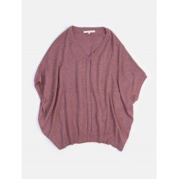 Cotton V Neck Cocoon Sweater - Orchid
