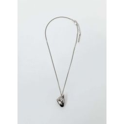 Mini Finger Heart Pendant Necklace - Silver