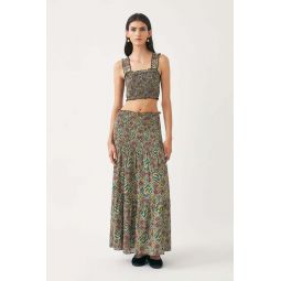 Zena Shirred Maxi Skirt - Paisley