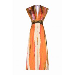 Ivanova Dress - Orange Orchid Abstract Stripes