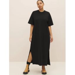 Cotton Boxy T Shirt Dress - Black