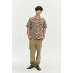 Short Sleeve Relaxed Spread Collar Shirt - Jacquard Woven Cotton