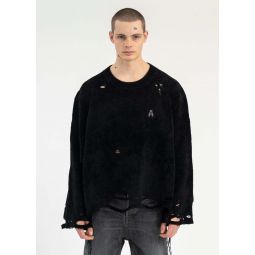 Silk Velour Oversized Sweater - Black