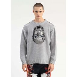 Hand-knitting Jacquard Sweater - Grey