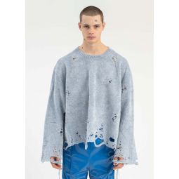 Silk Velour Oversized Sweater - Light Blue