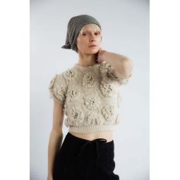 Polina Crochet Knit Top - Ivory